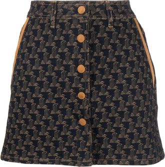 Lanvin logo-jacquard denim skirt - women - Cotton/Viscose/Wool/Polyamide - 40 - Blue