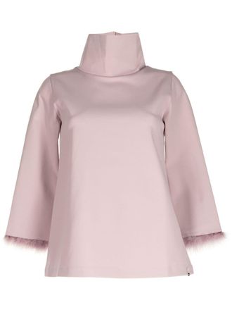 Herno Resort contrast-trim knitted top - women - Viscose/Polyamide/Polyurethane - 44 - Pink