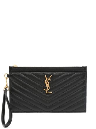 Saint Laurent Cassandre Matelass&eacute; clutch - Zwart