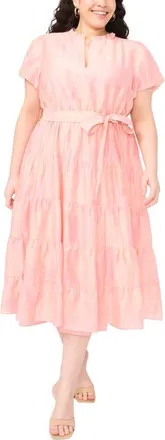 Vince Camuto Abstract Print Fit & Flare Midi Dress in Summer Rose at Nordstrom, Size 1 X