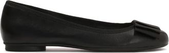 Kazar Zwarte ballerinas met textielstrik - Dames - Ballerinas - Zwart - 37 EU - Leer - Schoenen