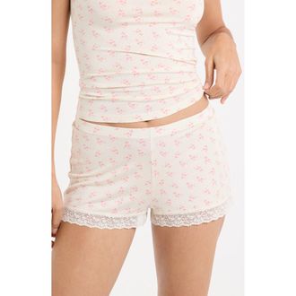 Etam Kitty Lace Trim Shorts in Pink at Nordstrom, Size X-Large
