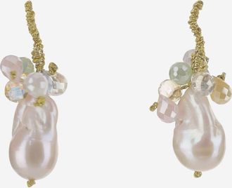 Mela Womens Earrings Teardrop Pearl And Crystal Multicolour Pearls Crystals