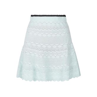 Self Portrait Pointelle Knit Mini Skirt - female - Self Portrait - Short Skirts - Green - S - Skirts