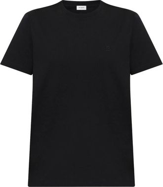 Balmain Katoenen T-shirt met geborduurd logo - Dames - T-shirts - Zwart - M - Katoen - Tops