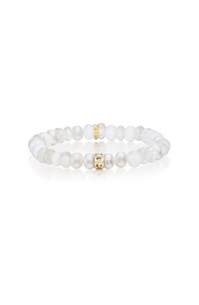 Sheryl Lowe White Mix Bracelet with Scattered Diamond Rondelle in White Mix /Sterling Silver at Nordstrom, Size 7.5