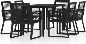 vidaXL Juego De Comedor Para Jard&iacute;n 7 Piezas Negro Vidaxl