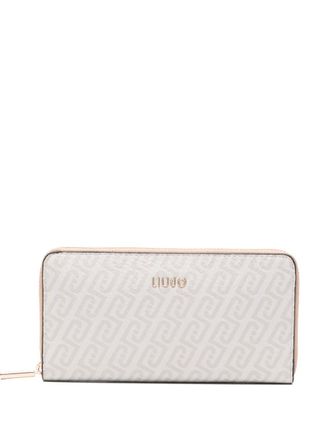 Liu Jo large monogram zip wallet - women - Polyester/Polyester/Polyurethane Resin - One Size - Neutrals
