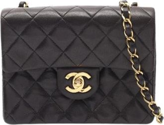 Chanel Pre-owned Mini Matelasse Lamslederen Schoudertas - Dames - Vintage Schoudertas - Zwart - ONE Size - Leer - Vintage