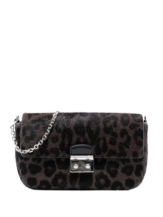 Dior 2014 Leopard Print Pony Hair Miss Dior Chain Flap crossbody bag - women - Pony Hair/COTTON/ STRAW - One Size - Brown