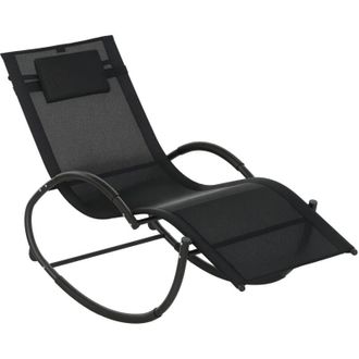 OUTSUNNY Mecedora De Exterior Tumbona Mecedora Con Reposacabezas Reposabrazos Y Marco Met&aacute;lico Carga 120 Kg Para Interior Y Exterior 155x61x88 Cm