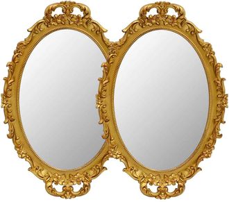 OEM Miroir Ovale - 24,4 X 36,3 Cm - Dor&eacute; Mat - Murale Ou Plateau D&eacute;co - Lot De 2