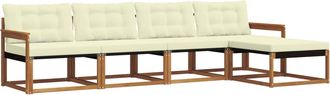 vidaXL Conjunto De Sof&aacute;s De Exterior 5 Uds. Natural Y Crema Vidaxl