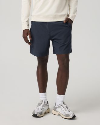 Vuori Clothing Aim Elastic Waist Shorts 7 | Navy Linen Texture | XS, Size Extra Small