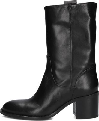 Lina Locchi AV 101 Enkellaarsjes - Dames - Laarzen met Hak - Zwart - 41 EU - Leer - Schoenen