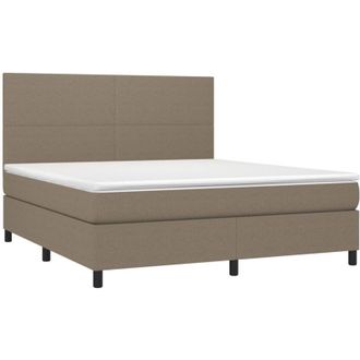vidaXL Cama Box Spring Con Colch&oacute;n Tela Gris Taupe 160x200 Cm Vidaxl