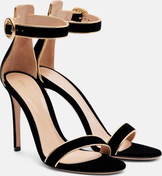 Gianvito Rossi 105 leather-trimmed velvet sandals