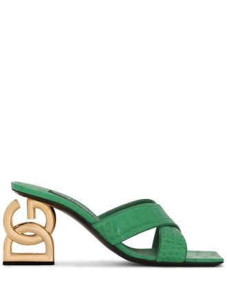 Dolce & Gabbana 3.5 75mm leather sandals - women - Calf Leather/Calf Leather/Calf Leather/Goat Skin - 38.5 - Green