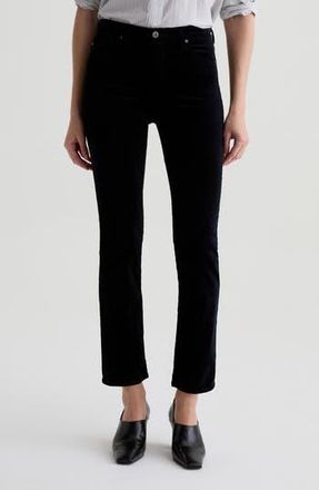 AG - Adriano Goldschmied Mari Mid Rise Slim Straight Leg Velvet Jeans in Super Black at Nordstrom Rack, Size 29