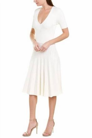 Jason Wu Shiny Viscose V-Neck Knit Dress In Chalk
