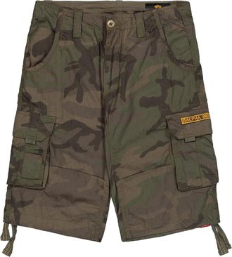 Alpha Industries Shorts ALPHA INDUSTRIES Jet Short Camo, Herren, Gr. 28, Normalgr&ouml;ssen, gr&uuml;n (schwarz olive camo), Obermaterial: 100% Baumwolle; Futter: 100% Baumwolle