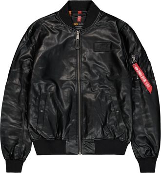 Alpha Industries Lederjacke ALPHA INDUSTRIES MA-1 VF Vegan Leather Light, Herren, Gr. M, schwarz, Obermaterial: 100% Polyurethan, Futter: 100% Polyester, Jacken Lederj