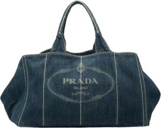Prada Pre-owned Denim Satchel - Dames - Vintage Shopper - Blauw - ONE Size - Denim - Vintage