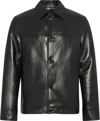 Yves Salomon Giacca in pelle di agnello con bottoni - Nero