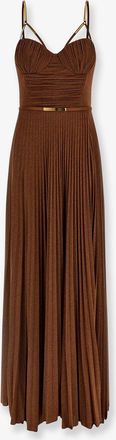 Elisabetta Franchi Vestito lungo Red Carpet laminato con cintura - ELISABETTA FRANCHI - gender_Woman