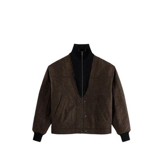 Maison Margiela Herringbone-pattern Zipped Bomber Jacket
