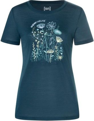 super.natural Rock Flowers Tee Merinoshirt f&uuml;r Damen | blau
