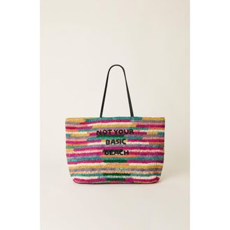 BTB Los Angeles Not Your Basic Beach Multi Tote in Black Fuchsia Rainbow at Nordstrom