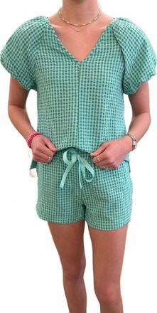 Starkx Cotton Gingham Donna Top In Green/sea