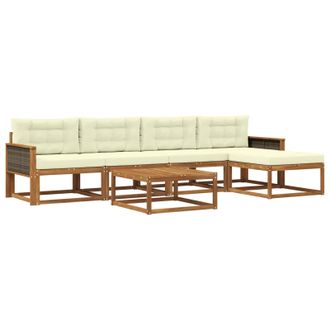 vidaXL Conjunto De Sof&aacute;s De Exterior Con Coj&iacute;n 6 Pcs Natural Y Crema Vidaxl