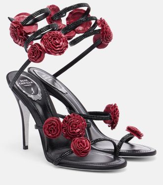 Rene Caovilla Sandalias Cleo de sat&eacute;n con aplique floral