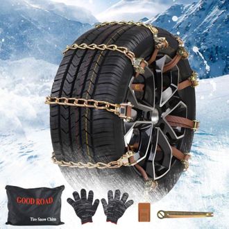 OEM 4 Cadenas De Nieve Para Coche, Ajustables, Antideslizantes, Con Guantes Y Llave Inglesa, F&aacute;ciles De Instalar, Duraderas, Aptas Para Neum&aacute;ticos De Invi