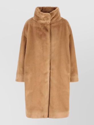 Herno longline coat high neck faux fur