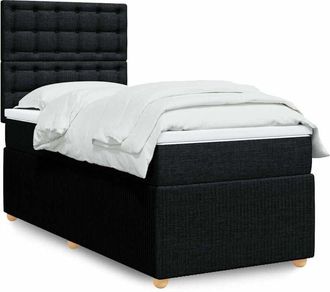 vidaXL Cama Box Spring Con Colch&oacute;n Tela Negro 80x200 Cm Vidaxl