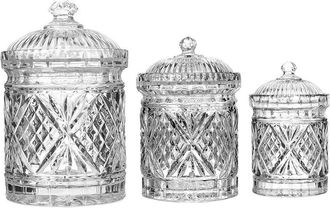 Godinger Set Of 3 Dublin Crystal Canisters