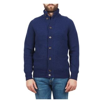 AT.P. CO Blauwe Mannen Winter Cardigan Trui - Heren - Vesten - Blauw - M - Wol - Truien & Vesten