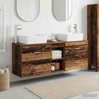 vidaXL Vidaxl Set Di Armadi Da Bagno 3 Pz Legno Antico 136 X 35 X 80 Cm