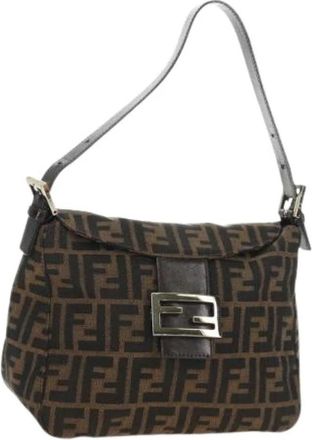 Fendi Pre-owned Zucca Canvas Shoulder Bag - Dames - Vintage Schoudertas - Bruin - ONE Size - Leer - Vintage
