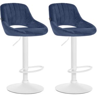 Clp Set da 2 sgabelli da bar Milet in velluto blu Metallo bianco opaco