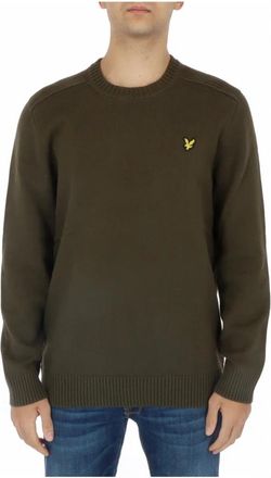 Lyle & Scott Groen Print Gebreide Kleding Lange Mouwen Ronde Hals - Heren - Ronde hals truien - Groen - XL - Katoen - Truien & Vesten