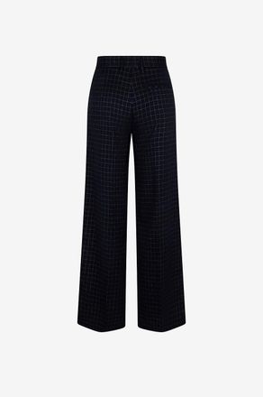 Forte_Forte Batavia-Hose mit weitem Bein und silbrigen Karos Sartorial