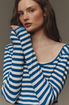 Pilcro Notched Long-Sleeve T-Shirt Top