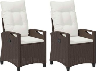 vidaXL Silla De Jard&iacute;n 2 Uds. Marr&oacute;n Y Crema Acero Y Poli&eacute;ster Vidaxl