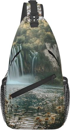 Generic Waterfall In Deep Crossbody Bag Lightweight Cross Body Bag With Zipper Backpack For Workout Runner Sports