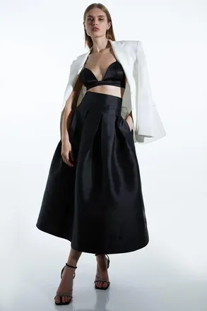 Karen Millen Twill Woven Prom Maxi Skirt in Black at Nordstrom, Size 6