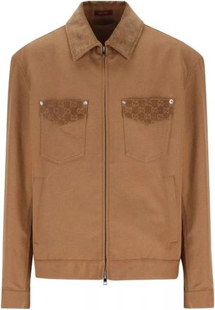 Gucci SPW Jacket Heavy Cotton Canvas - Heren - Zomerjassen - Bruin - M - Katoen - Jassen